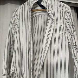 Women’s Tommy Hilfiger Striped Blue & White Cotton Button Down Blouse, Small